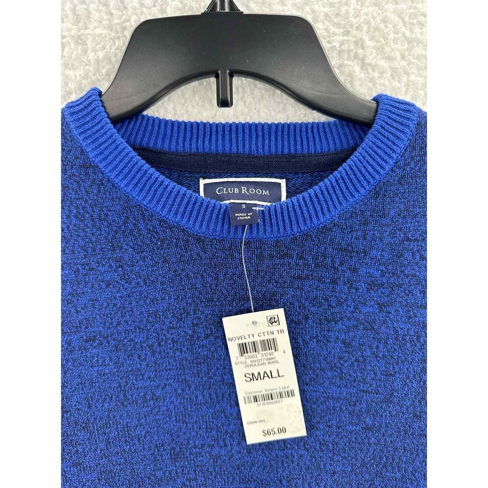 Club Room Mens Sweater Blue Novelty Cotton Crewneck Pullover Top Small - Picture 2 of 7